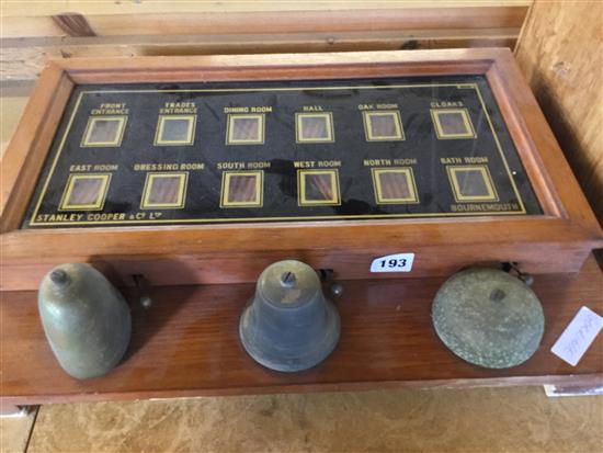 Edwardian butlers bell call box and a small pine chest with drawer (2)